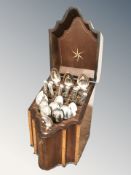 A George III mahogany and satinwood inlaid serpentine front cutlery box,