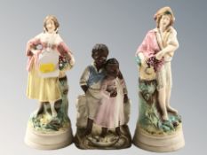 A pair of German bisque figures of a lady and gentleman,