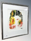 Danish School : Abstract acrylic, indistinctly signed, 29 cm x 33 cm.