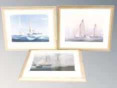 After Tim Thompson : The America's Cup, a group of six colour sailing prints,