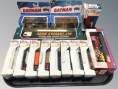 A collection of boxed Days Gone die cast trams, a Corgi Eddie Stobart curtainside trailer,