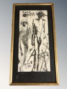 Two Danish monochrome prints, one signed in pencil 'Kirkgaard', largest 33 cm x 15 cm.