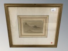 Henry Bryan Zeigler (1798-1874) : A Welsh Landscape, pencil and watercolour, 8 cm x 11 cm,