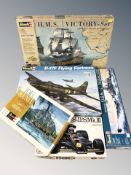 A group of scale modelling kits including Revel, Tamiya, etc.
