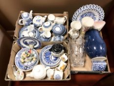A quantity of willow pattern dinner wares, Maling lustre vases, Ringtons china, ornaments, etc.