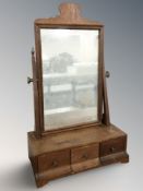 A Victorian mahogany dressing table mirror fitted three drawers, height 61 cm,