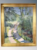 Axil Kirril : Pathway through woodland, oil on canvas, 53 cm x 66 cm.