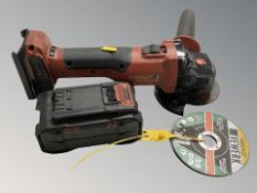 A Hilti disc grinder with battery pack.