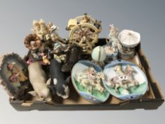 A group of modern ornaments including Bradford Exchange carousel plaques, merry-go-round, etc.