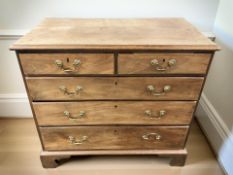 A George III mahogany five drawer chest on bracket feet, 99 cm x 54 cm x 90 cm.