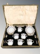 A six place Foley china coffee service, in fitted case.