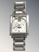 A gent's Kenneth Cole Reaction stainless steel quartz wristwatch, with moon phase dial, case 32 mm,