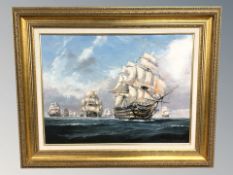 Dallas K Taylor (Contemporary) : Warships at sea, oil on canvas, signed and dated '95,