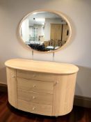 A contemporary mirror back dressing chest, 120 cm W x 50 cm D x 160 cm H.