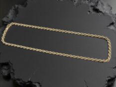 An 18ct gold two-tone ropetwist necklace, length 60cm.