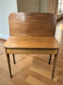 A George III mahogany turnover top tea table, width 92 cm.