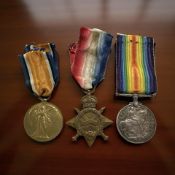 A World War I medal trio named to S-9848 PTE. W. Bly, Rifle Brigade.