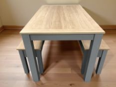 A contemporary painted oak effect rectangular dining table, 135 cm x 80 cm x 76 cm,