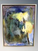 Contemporary School : Two abstract oil on canvases, indistinctly signed, largest 40 cm x 30 cm.