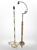 Two onyx mounted standard lamps, tallest 153 cm.
