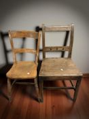 A 19th century elm chair and an oak chair.