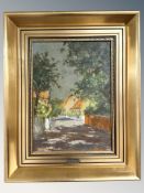 Danish School : Buildings in a village, oil on board, 21 cm x 29 cm.