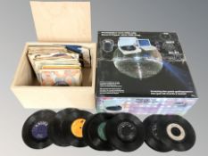 A USB turntable in box, and a quantity of 45 vinyl singles.