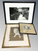 After C Flintoff : Study of an owl, woodblock print, signed in pencil to margin, 29 cm x 22 cm,