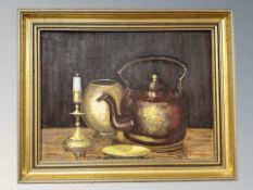 Elsing : Still life with a copper kettle, oil on canvas, 39 cm x 28 cm.