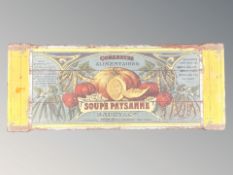 A Soupe Paysanne advertising panel, width 68 cm.