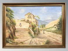 V Gaspaki : Villa on a hillside, oil on canvas, 96 cm x 66 cm.