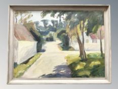 Axil Kyril : Road through a village, oil on canvas, 82 cm x 60 cm.