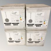 Four Serene lighting pendant light fittings, new in boxes.