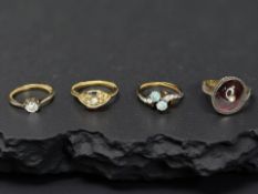 An 18ct gold solitaire diamond ring, a further eastern diamond-set ring stamped 21K,