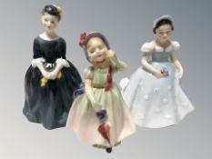 Three Royal Doulton figures 'Cherie' HN2341, 'Babie' HN1679 and 'The Bridesmaid' HN2196.
