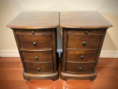 A pair of Willis & Gambier three drawer bedside chests, width 43 cm.