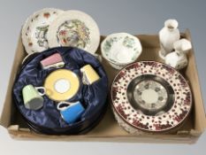 A Royal Worcester four piece coffee service in box, Aynsley and other porcelain vases, etc.