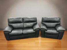 A black leather Sisitalia two seater settee, 65 cm W x 88 cm D x 96 cm H,