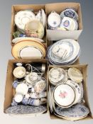 A large quantity of blue and white plates, tea china, table wares, etc.