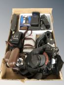 Vintage cameras including a Pentax P30 with Sirius F=70-210mm lens,