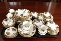 Approximately eighty six pieces of Royal Albert Old Country Roses tea and dinner porcelain.