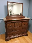 A Willis & Gambier six drawer mirror back dressing chest, 115 cm x 52 cm x 156 cm,