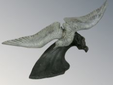 After Henri Lechesne : The Seagull, a patinated metal sculpture, 71 cm W x 43 cm H.