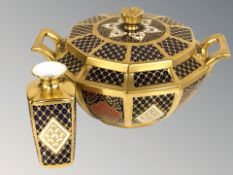 A Caverswall twin-handled lidded bowl in the Romany pattern, width 27 cm,