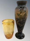 A Whitefriars amber glass vase, height 19 cm,