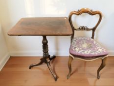 A 19th century mahogany rectangular tilt top tripod occasional table, width 63 cm,