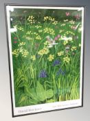 A David Hockney gallery print, 66 cm x 48 cm.