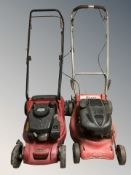 A Mountfield petrol lawn mower and a similar Rover mower