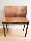 A George III mahogany turnover top tea table, width 90 cm.