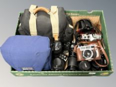 A Praktica LTL3 camera body, Yashica Minister camera body with f=4.